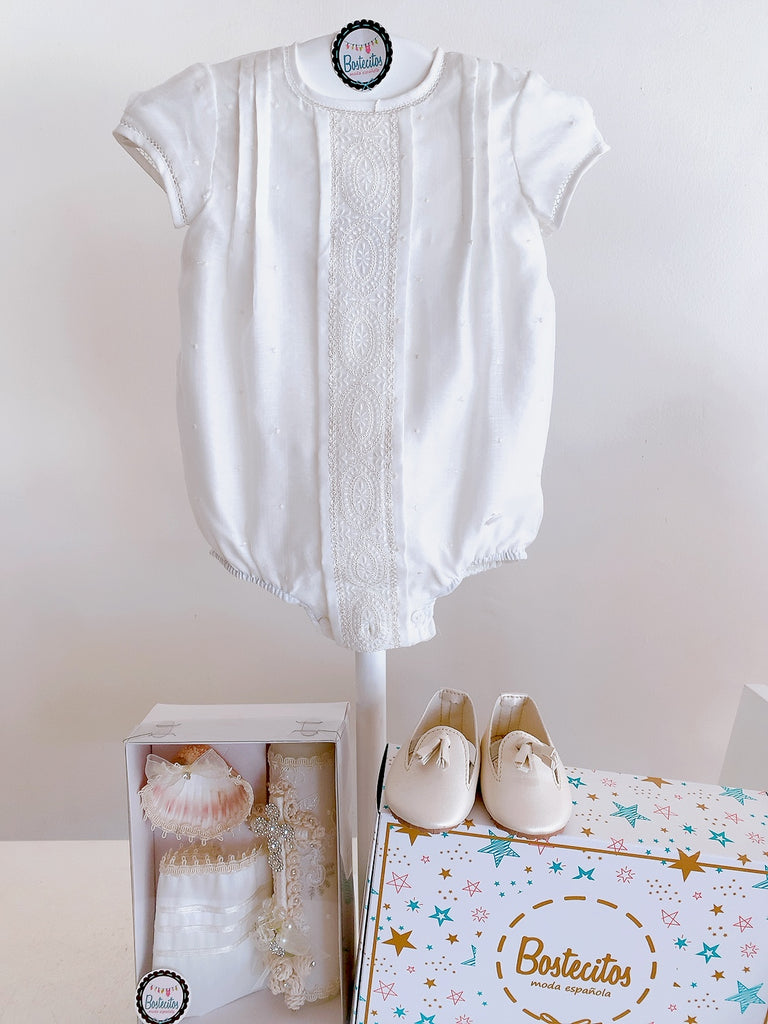Ranita española manga corta ceremonia beige