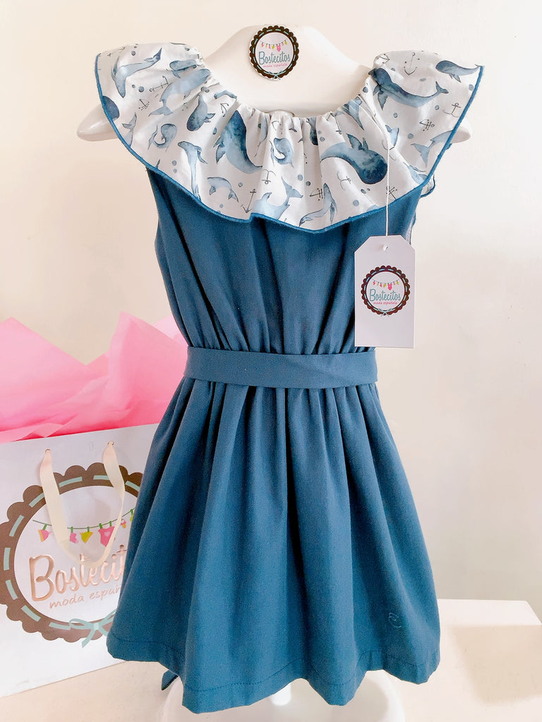 Vestido tipo denim con Olán
