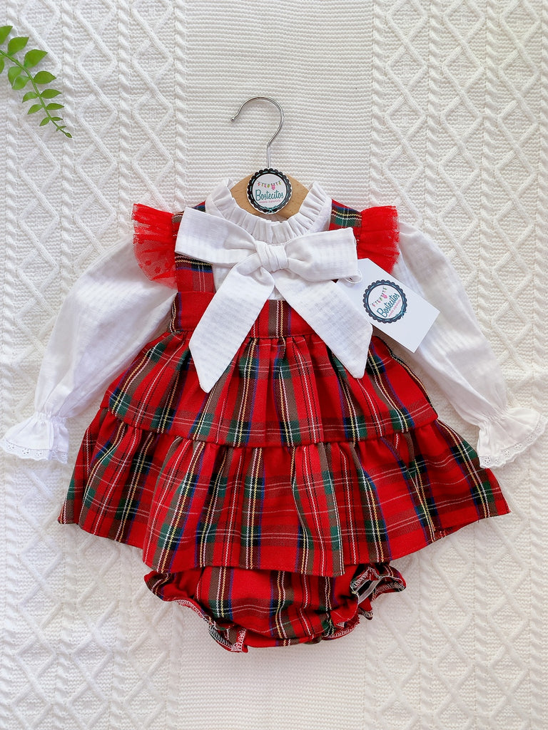 Conjunto cuadros camisa blanca (6 meses)