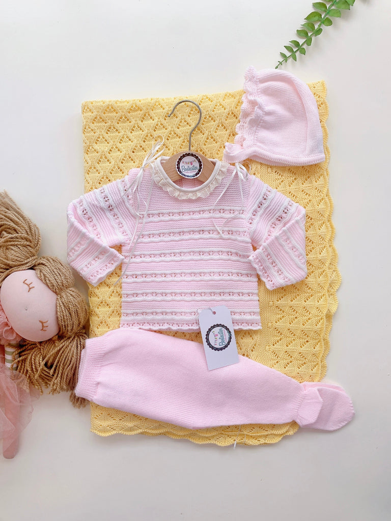 Conjunto rosita con dos moñitos en los hombros (6 meses)