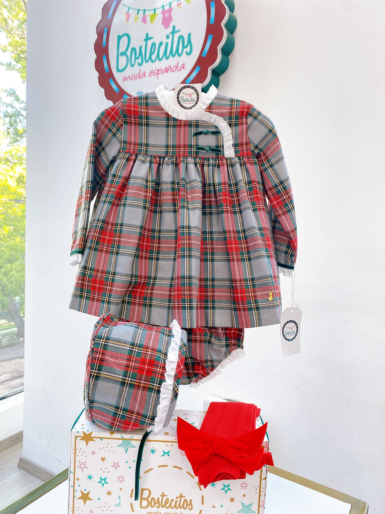 Vestido navideño cuadros rojos