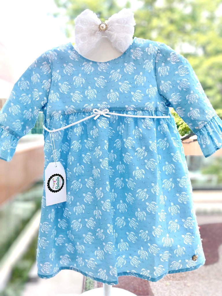 Vestido azul estampado tortugas