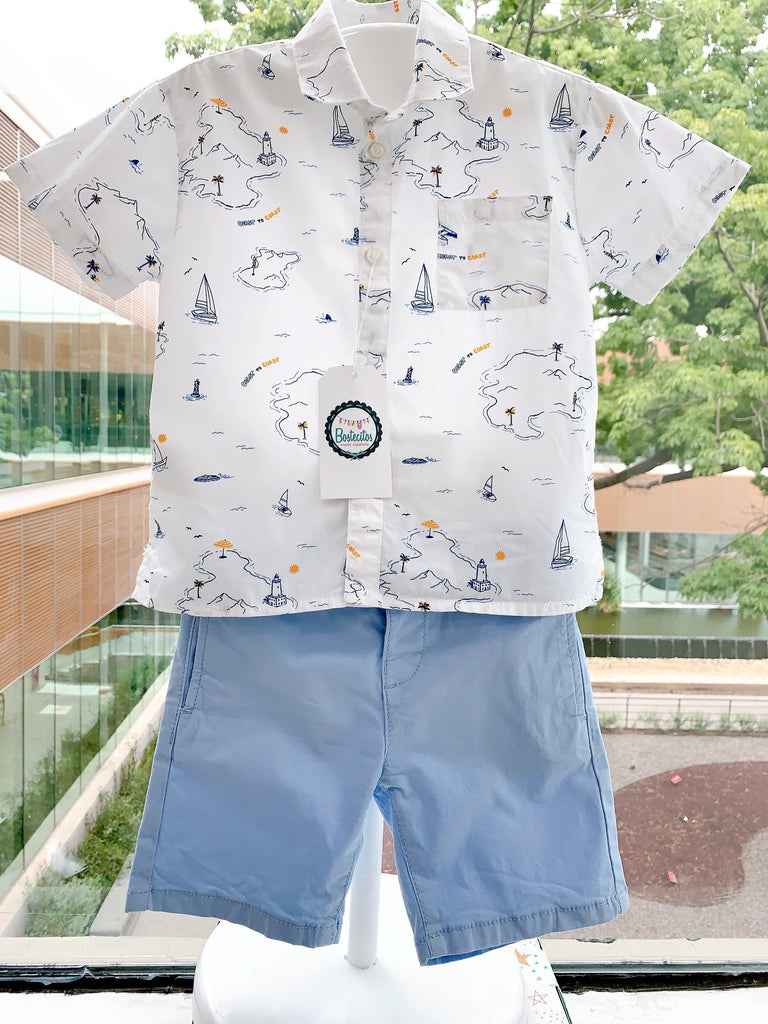 Conjunto short con camisa barcos