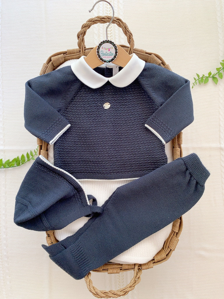 Conjunto tejido azul marino 3 piezas