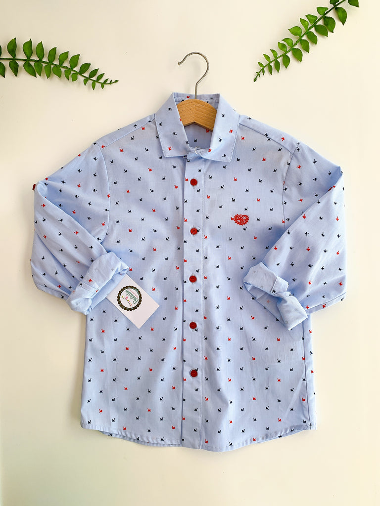 Camisa azul estampado changuitos (6 años)