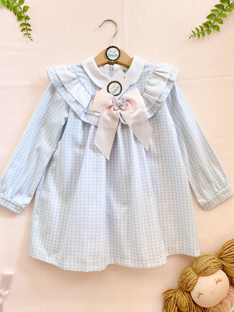vestido deluxe azul con moño rosa (4 años)