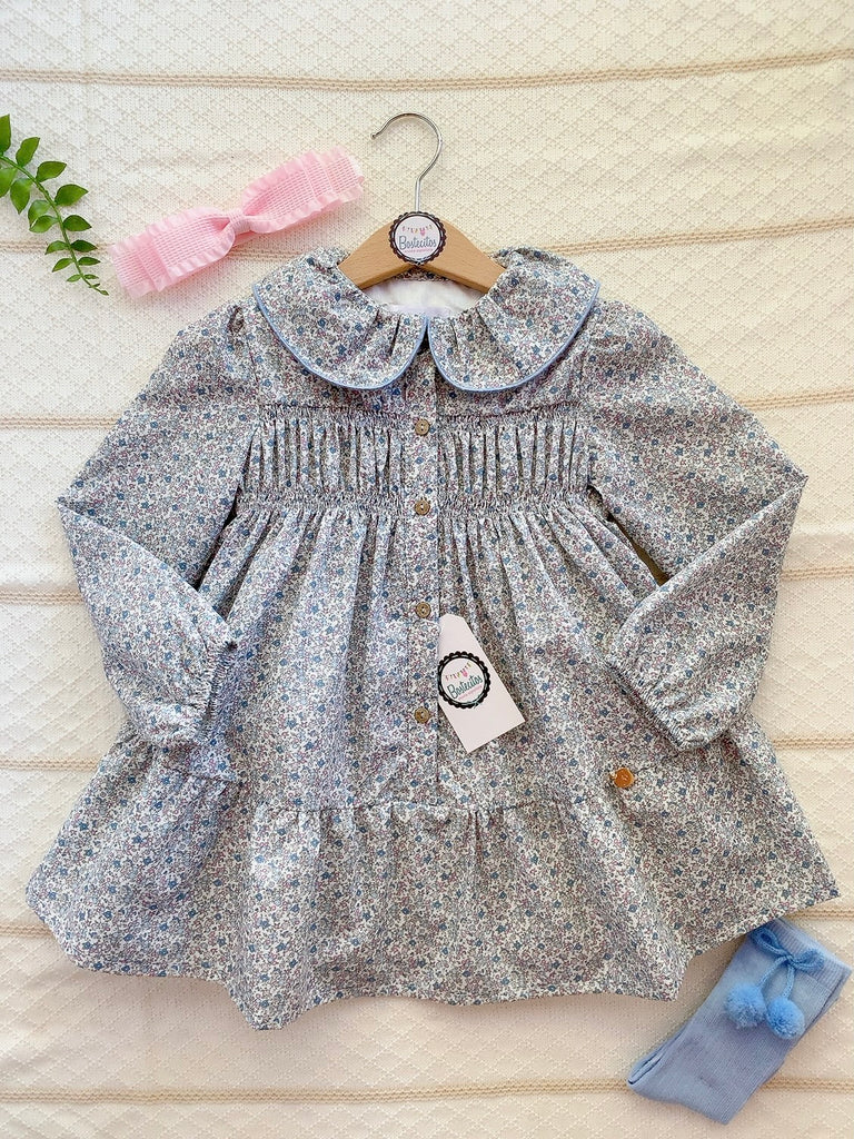 Vestido de flores lilas  manga larga