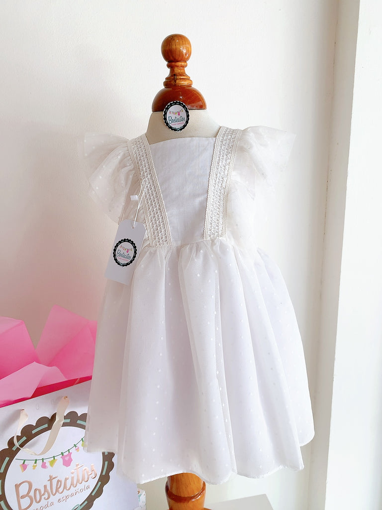 Vestido ceremonia blanco con moño