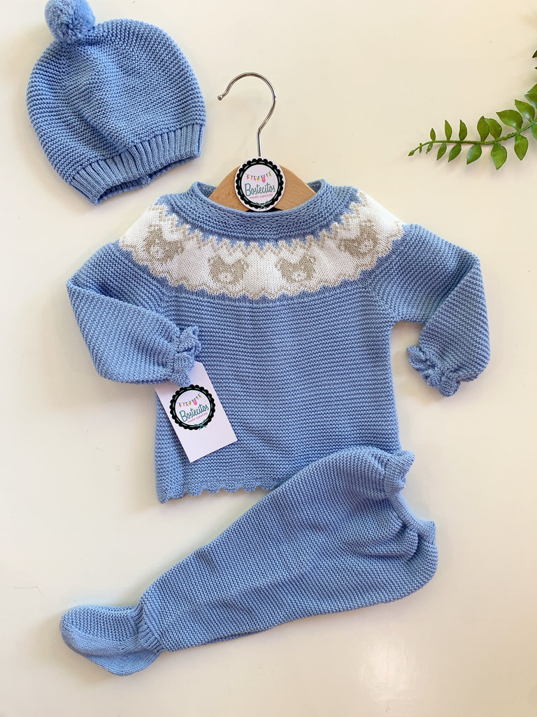 Tejido azul con estampado ositos (3 meses)