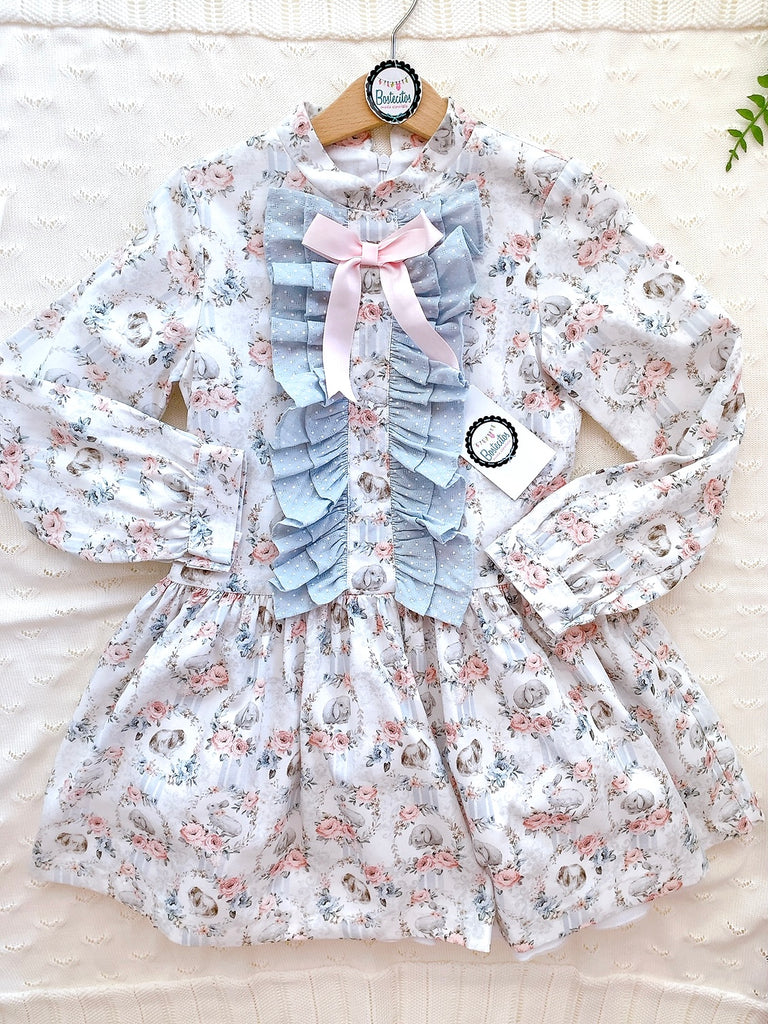 VESTIDO AZUL CIELO CONEJITOS (8 años)