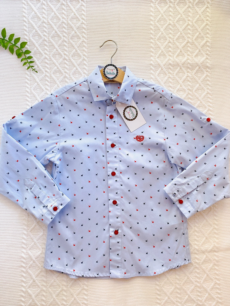 Camisa azul estampado changuitos (6 años)