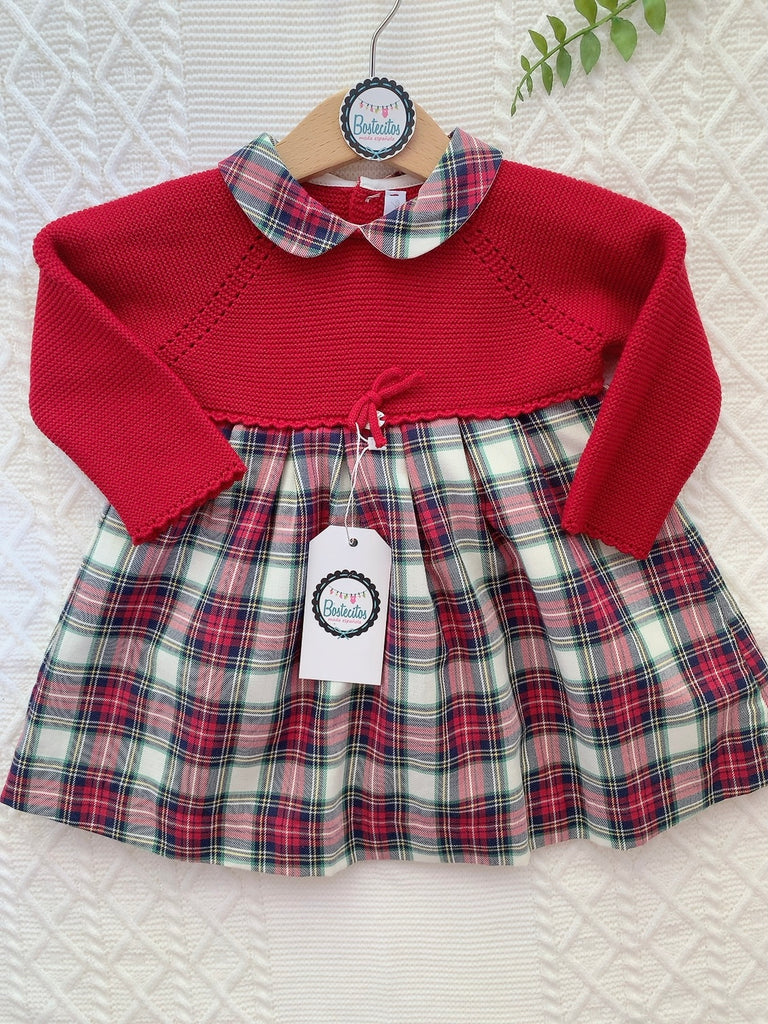 Vestido rojo con cuadros rojos (12 meses)