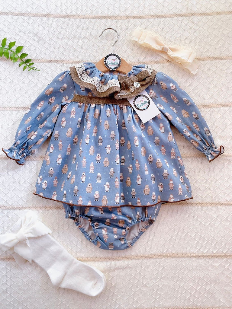 Vestido corto con calzón estampado ositos