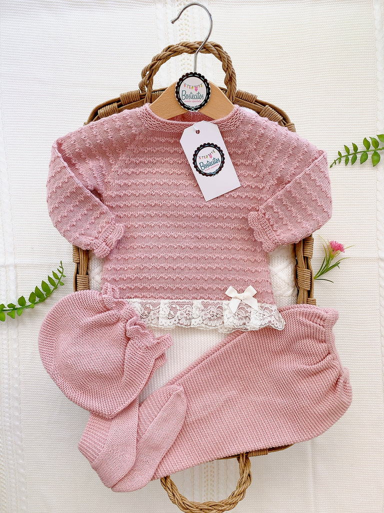 Conjunto 3 piezas polaina recogidas puntilla maquillaje (6 meses)