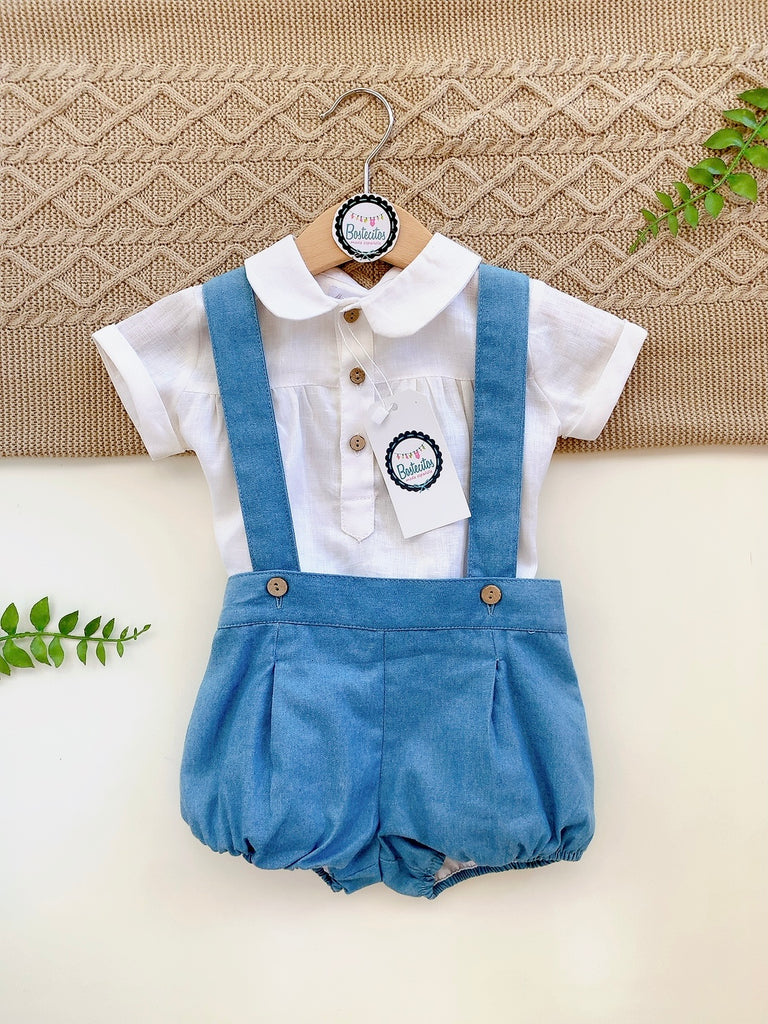 Conjunto short con tirantes azul mezclilla