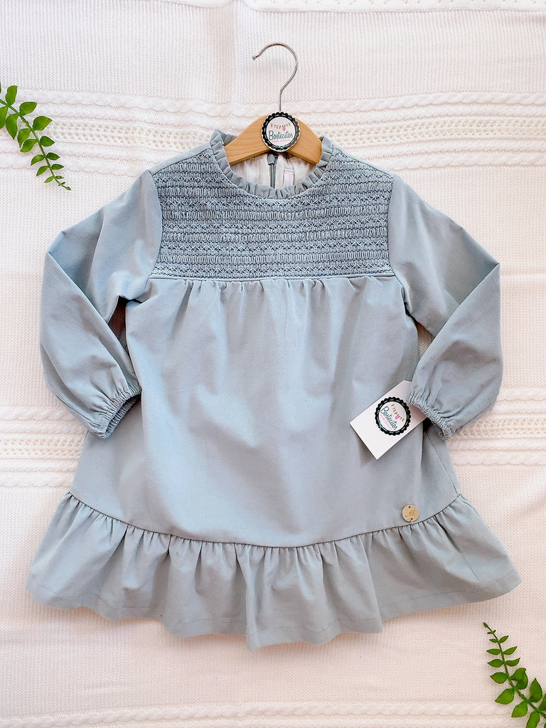 Vestido azul pana bordado