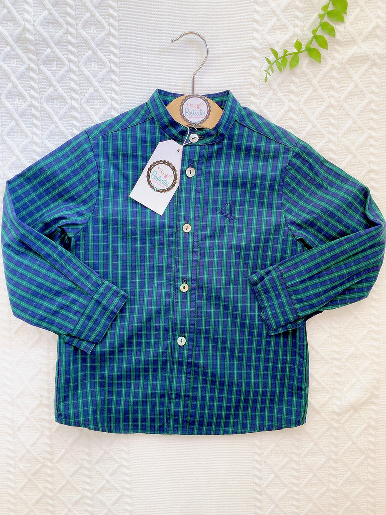 Camisa cuadros azul marino con verde