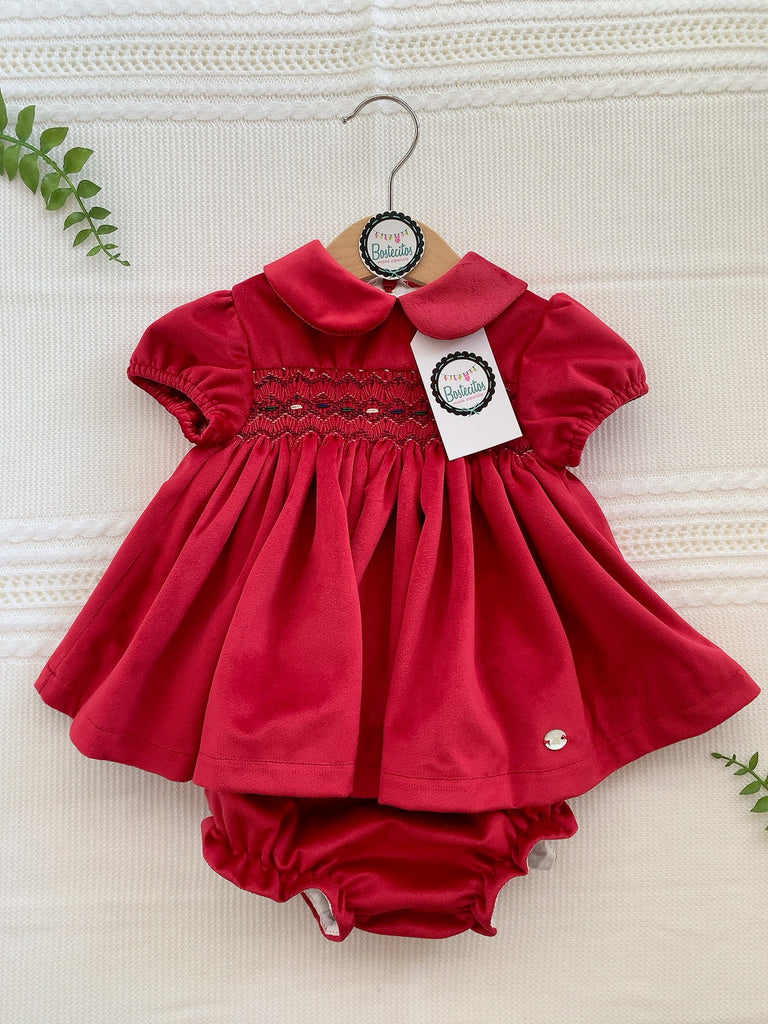 Conjunto rojo terciopelo bordado con calzón