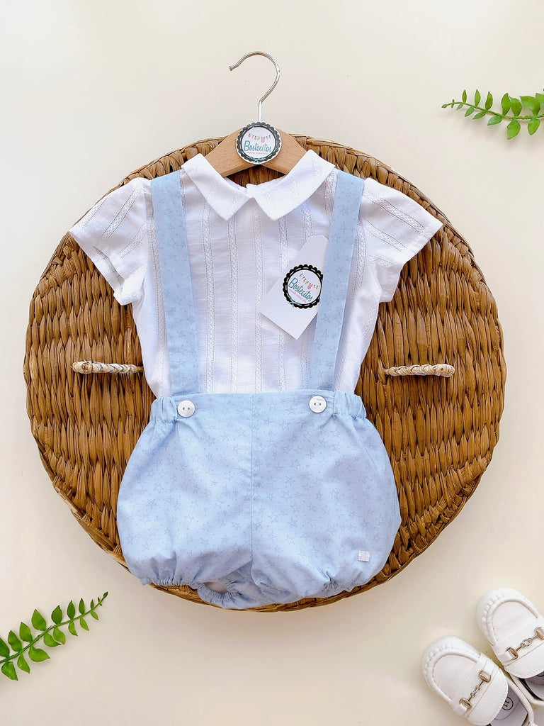 Conjunto short con tirantes estrellas azul