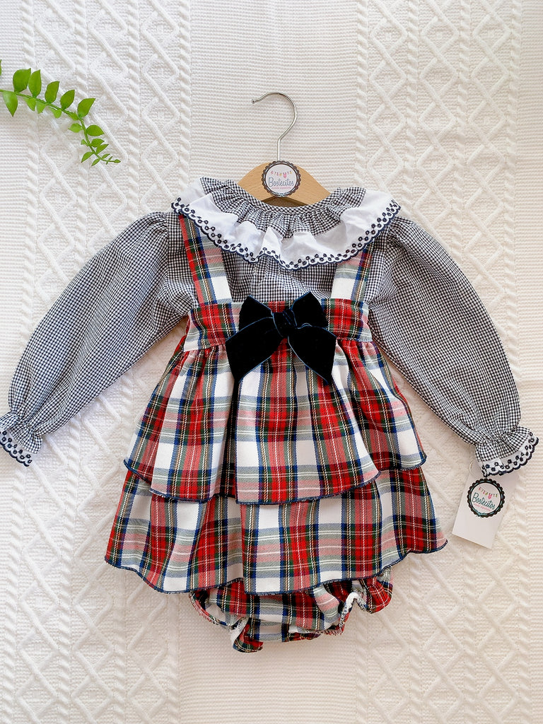 Conjunto 3 piezas pichi cuadros rojos y verde