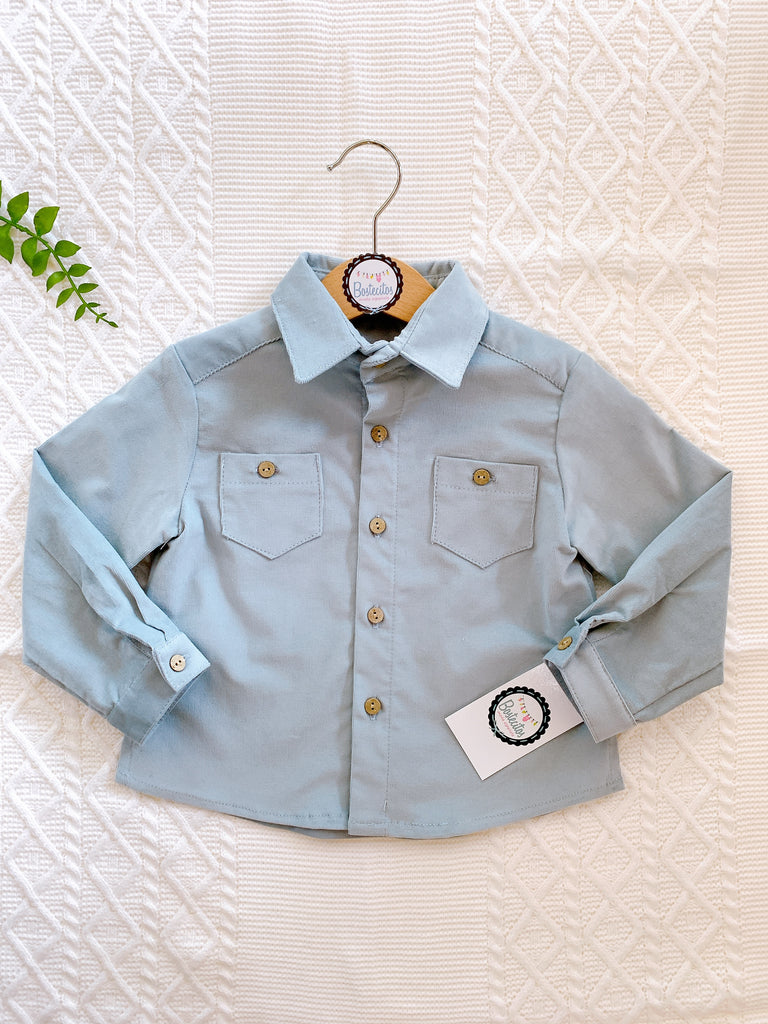 Camisa azul pana manga larga