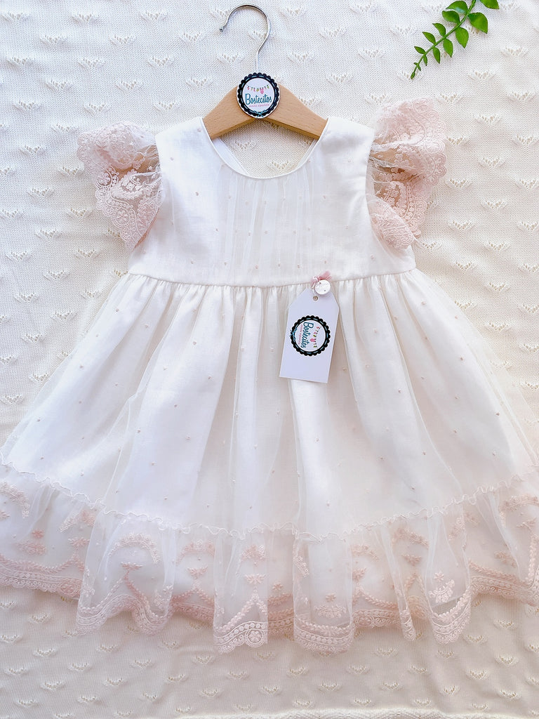 VESTIDO BLANCO FLORES ROSITAS