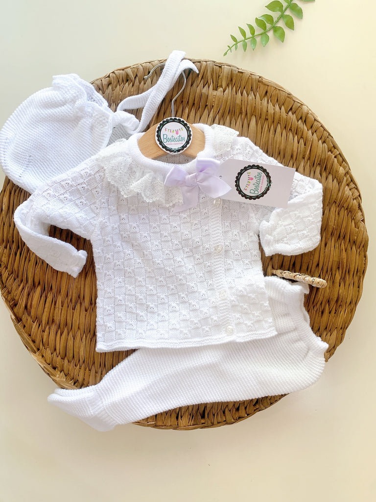 Tejido blanco Olán y moño blanco
