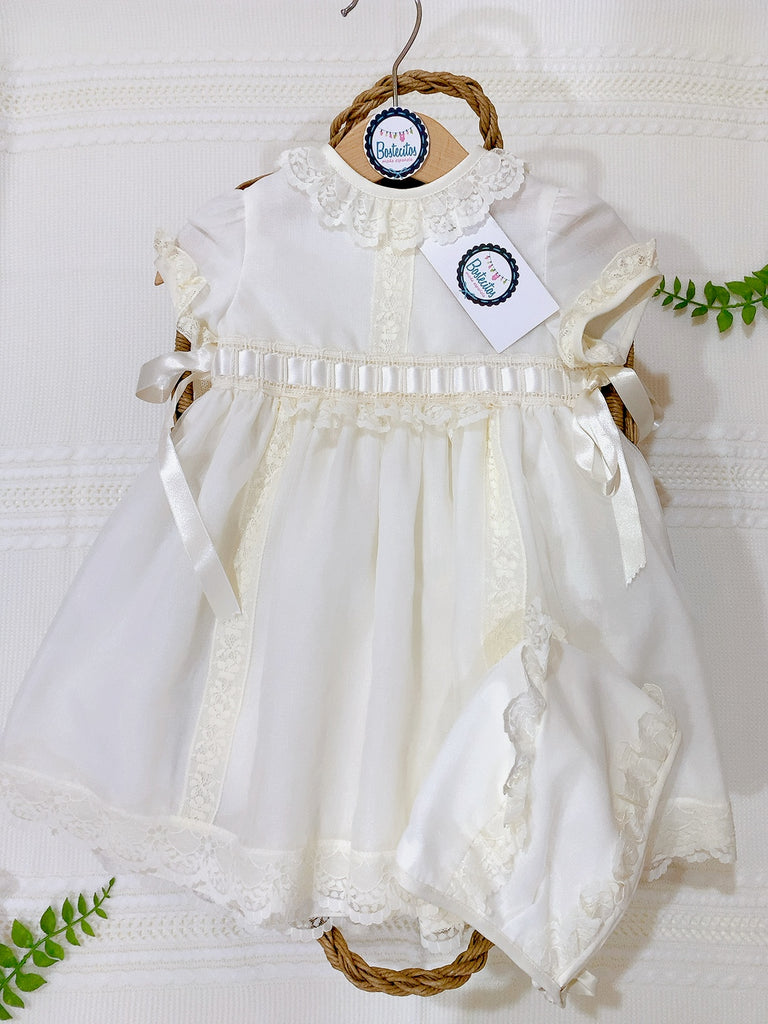 VESTIDO BEIGE ENCAJE CEREMONIA