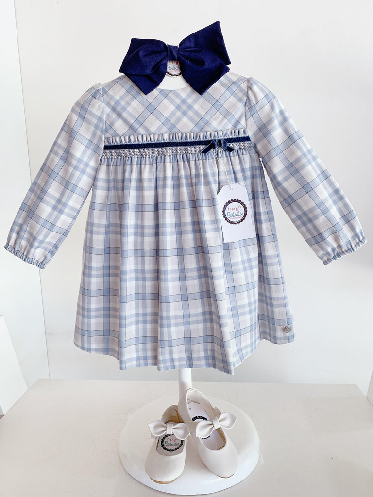 VESTIDO CUADROS BLANCO Y AZUL (3 años)