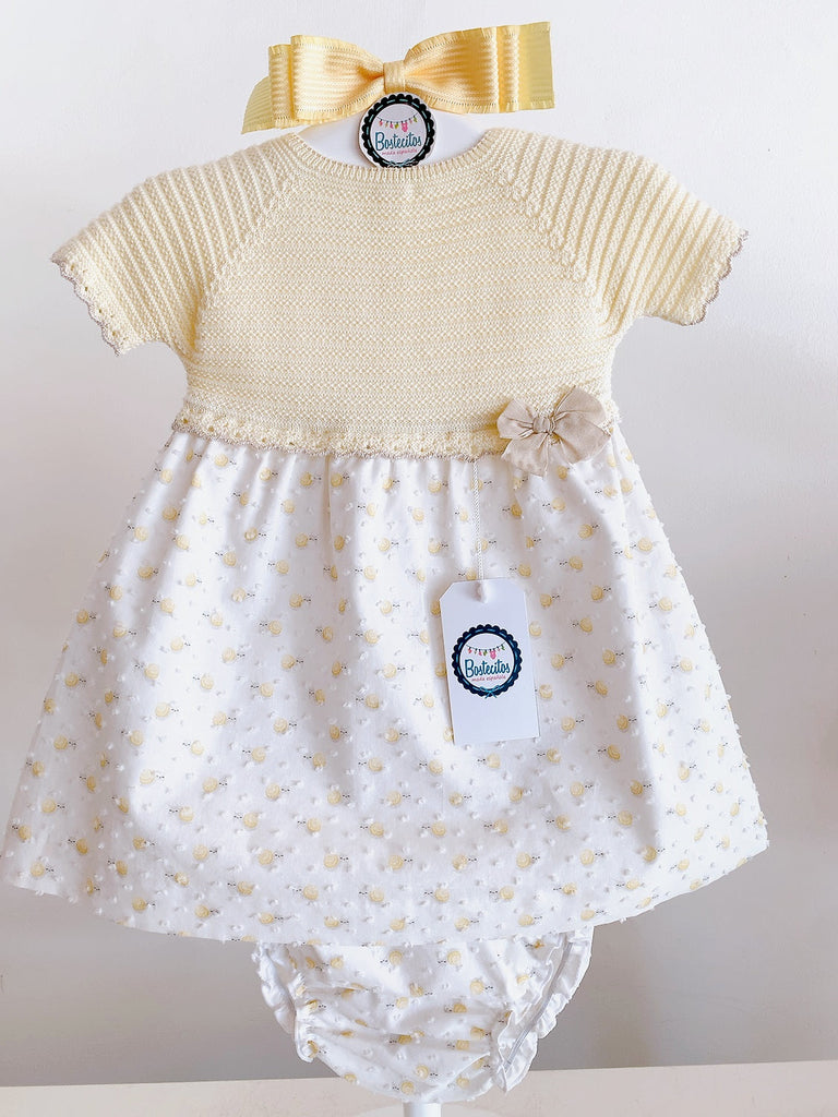 VESTIDO AMARILLO CARACOLES TEJIDO (24 meses)