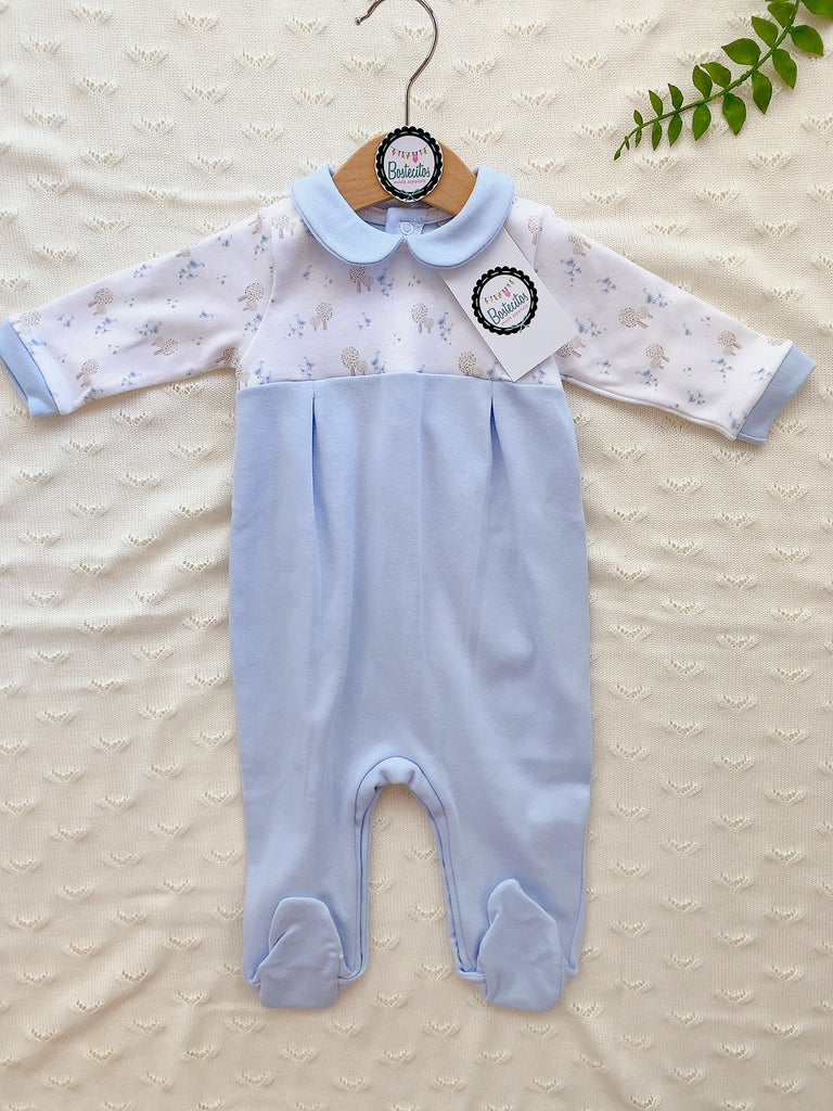 Mameluco azul de algodón con estampado patitos azules