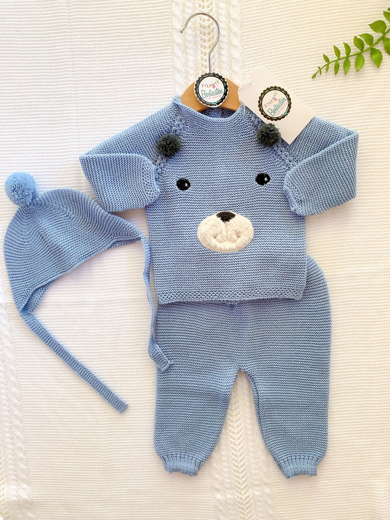 Tejido azul cielo osito