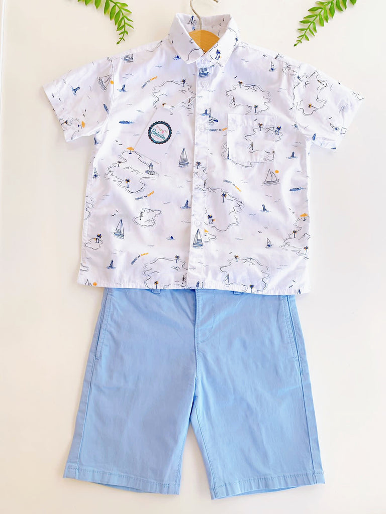 Conjunto short con camisa barcos