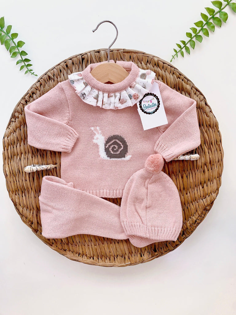 CONJUNTO TEJIDO ROSA CARACOL CUELLO
