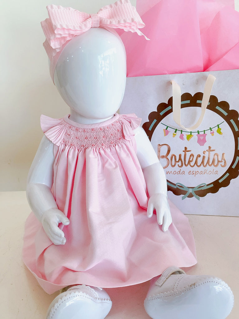 Conjunto bordado rosita bebé vestidito con calzón