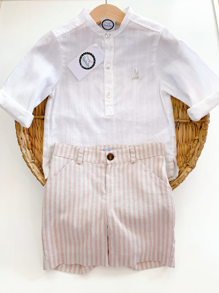 CONJUNTO NIÑO CAMISA BLANCA SHORT RAYAS (3 AÑOS)