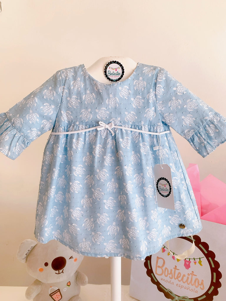 Vestido azul estampado tortugas