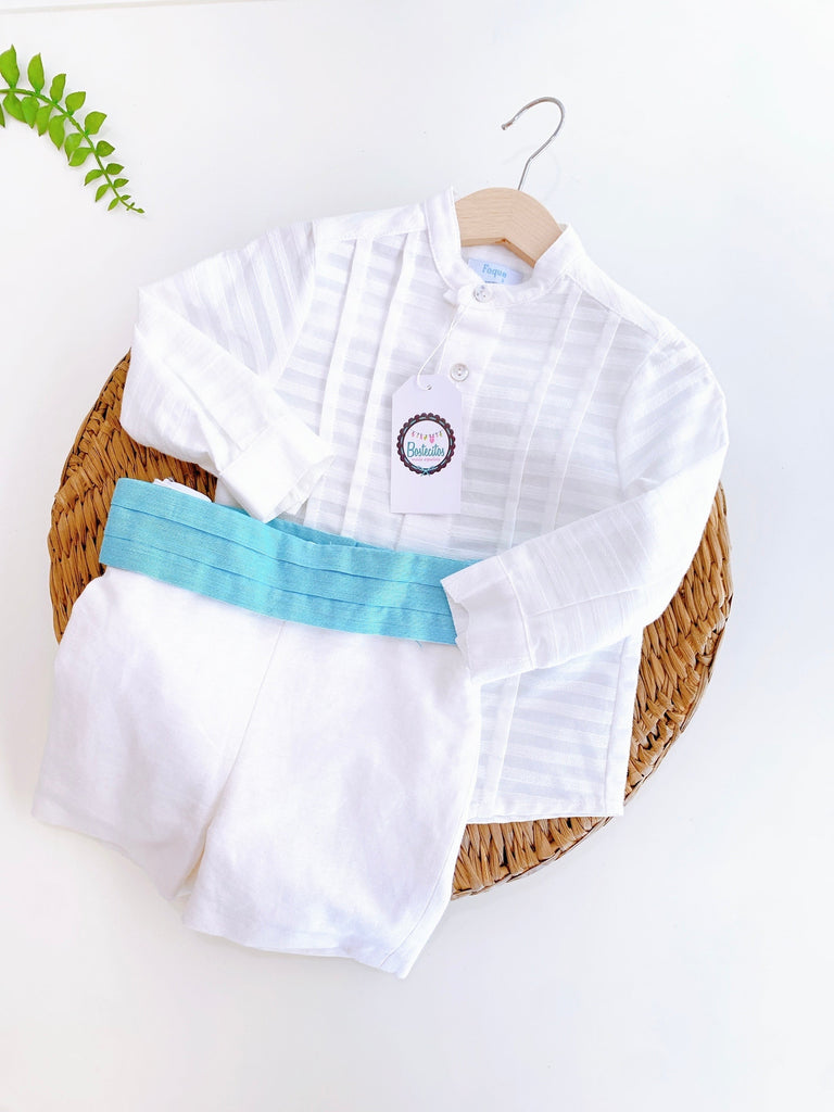 Conjunto de niño con camisa manga larga y pantalón corto ceremonia