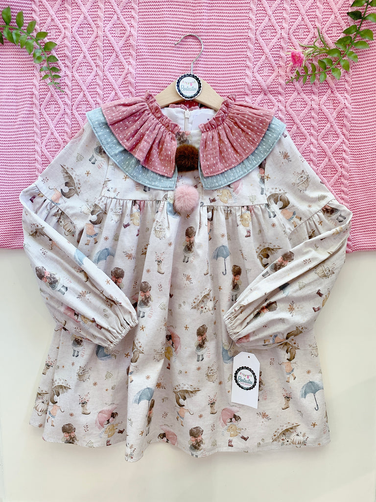 Vestido estampado niñas y paraguas (8 años )