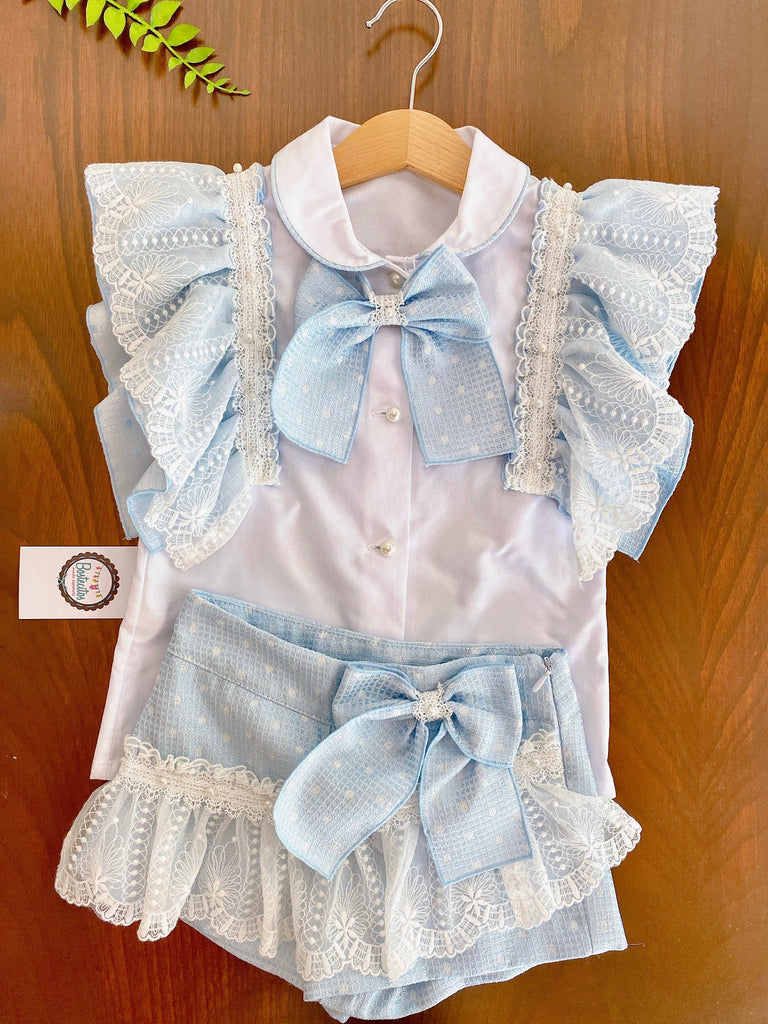 Conjunto short falda deluxe azul princesa (8 años)