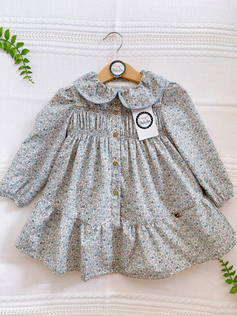 Vestido de flores lilas  manga larga