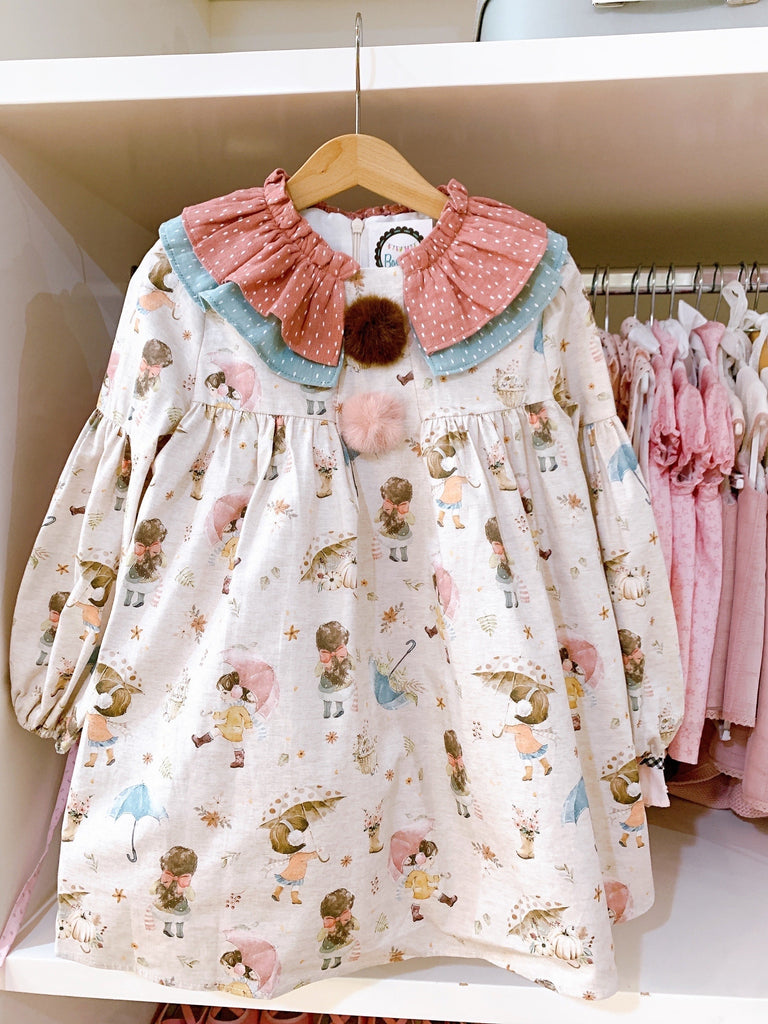Vestido estampado niñas y paraguas (8 años )