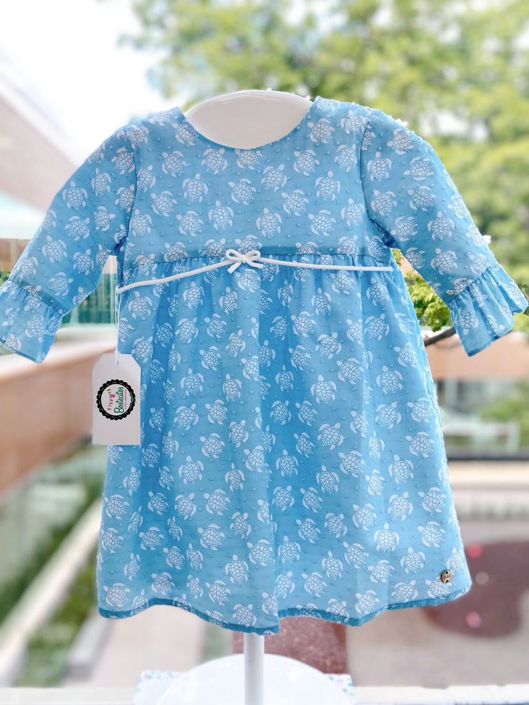 Vestido azul estampado tortugas