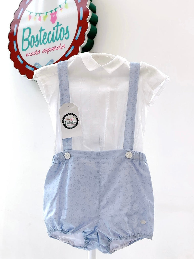 Conjunto short con tirantes estrellas azul