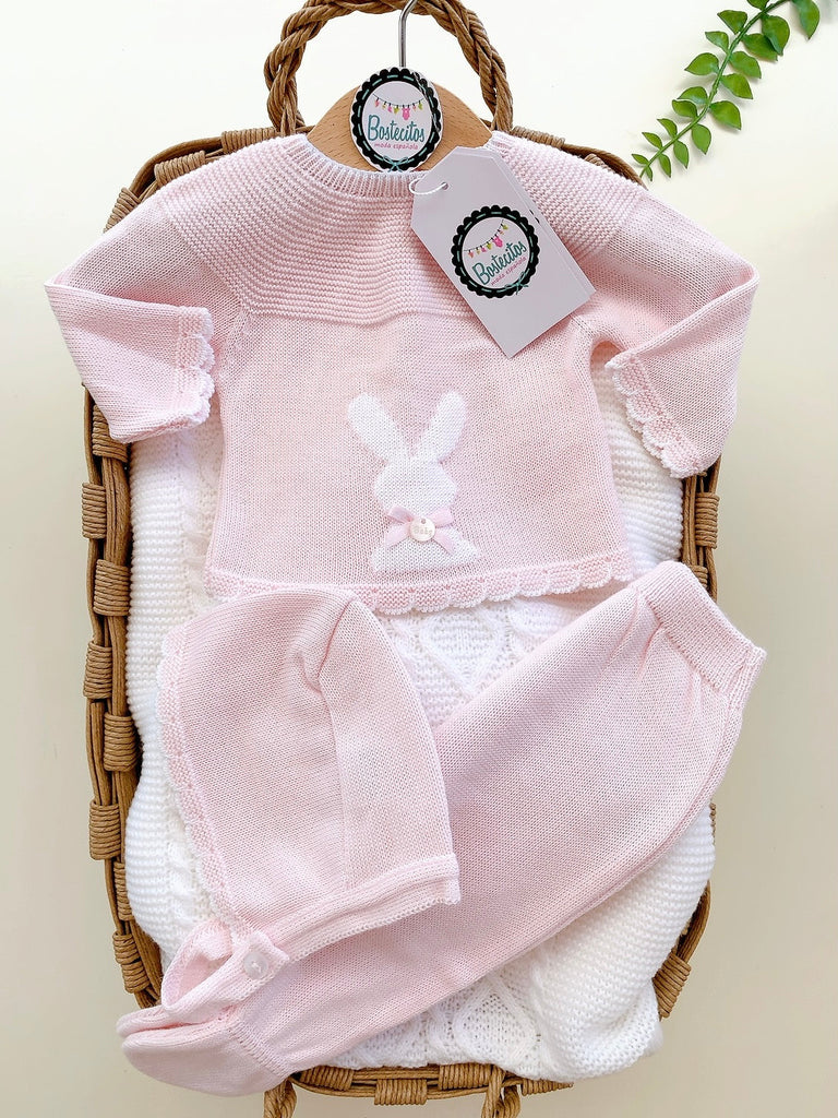 Tejido rosa bebé conejo 3 piezas