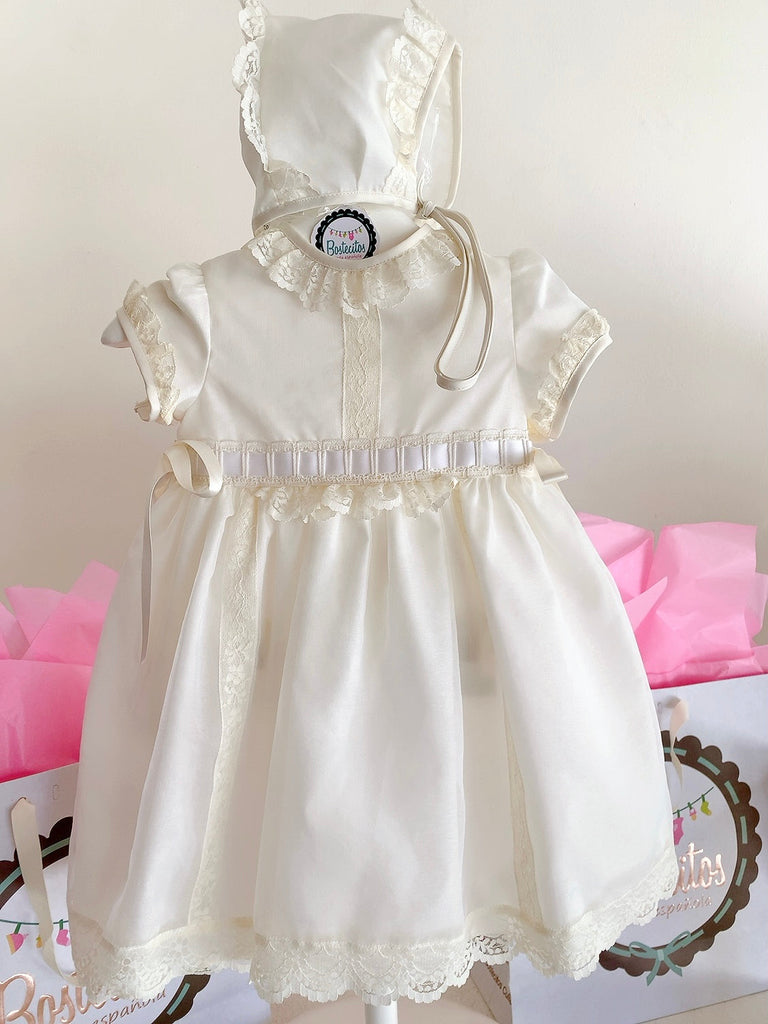 VESTIDO BEIGE ENCAJE CEREMONIA
