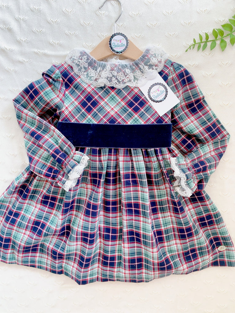 Vestido navideño lazo azul marino terciopelo
