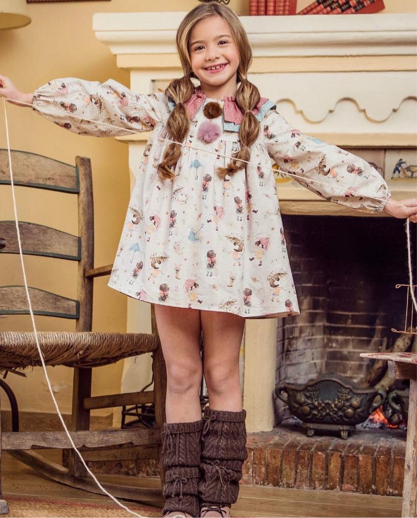 Vestido estampado niñas y paraguas (8 años )