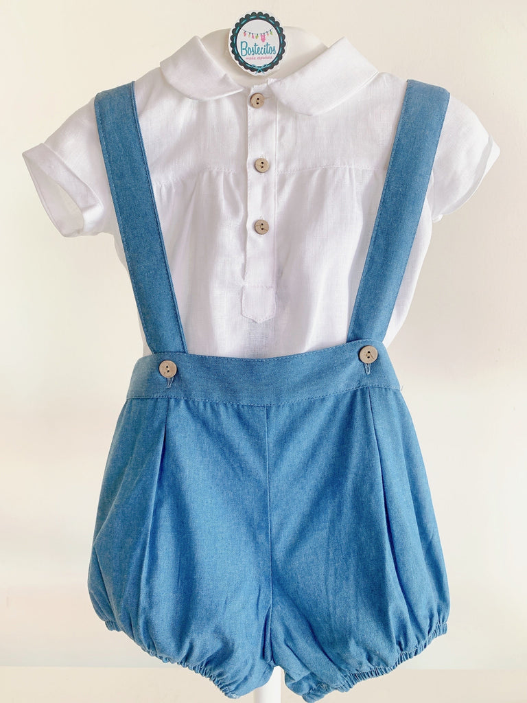 Conjunto short con tirantes azul mezclilla
