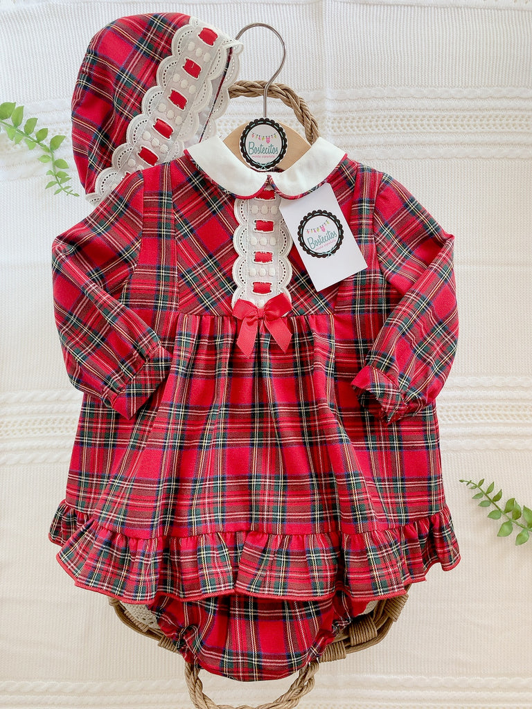 Conjunto rojo navideño con gorro